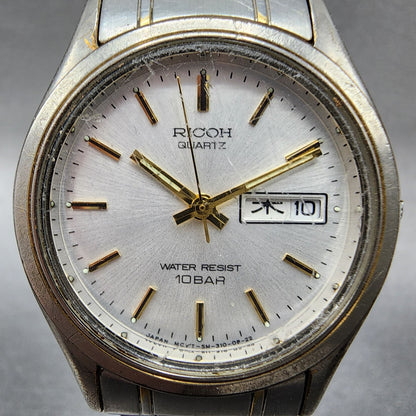 Ricoh Watch Women 33mm Silver Dial Silver Tone Daydate Round  New Battery0
