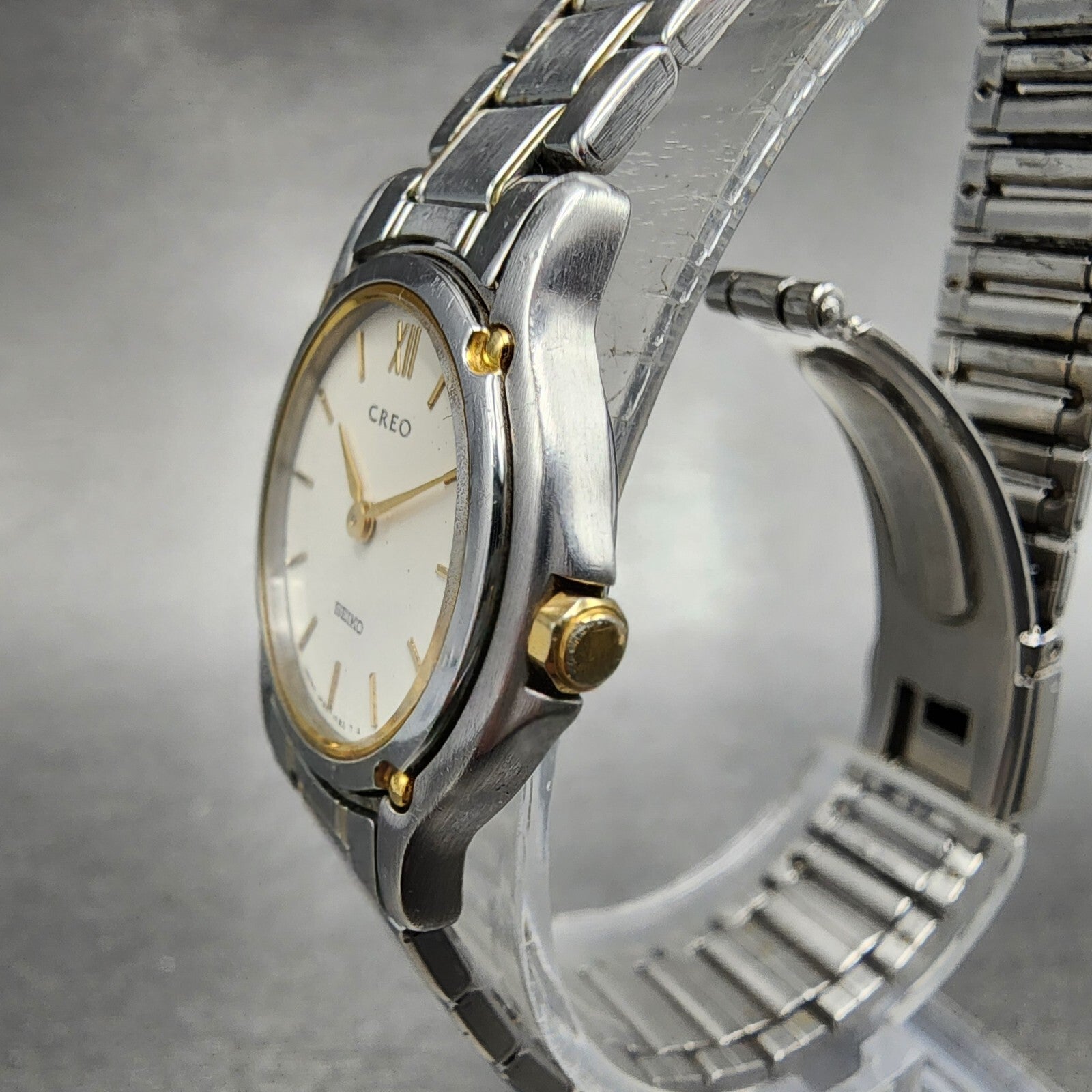 Seiko Creo Watch Women 24mm Cream Dial Two Tone Round 1F200G50 New Battery2