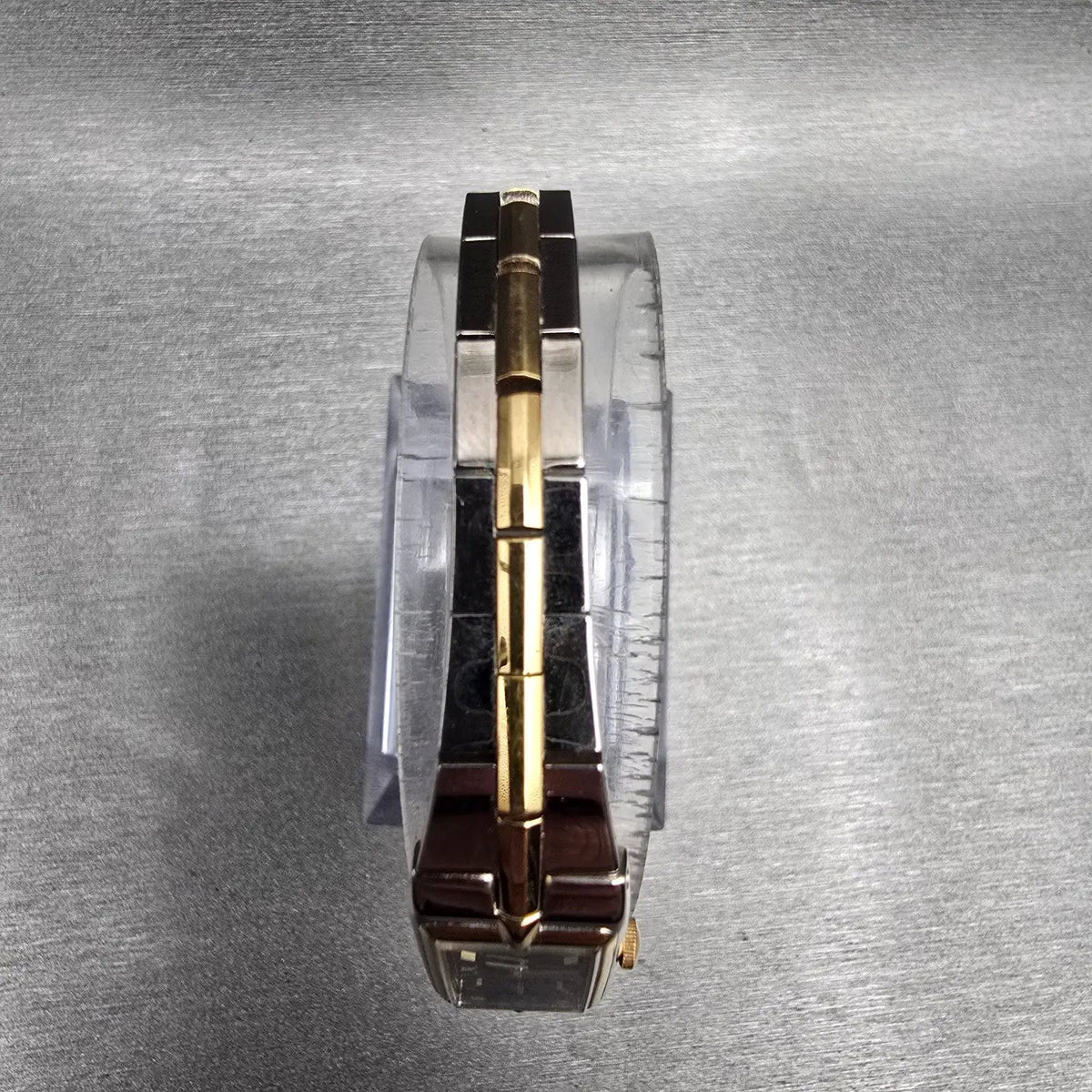 Seiko Watch Women 13mm Black Dial Two Tone Rectangle 2E20-7479 New Battery4