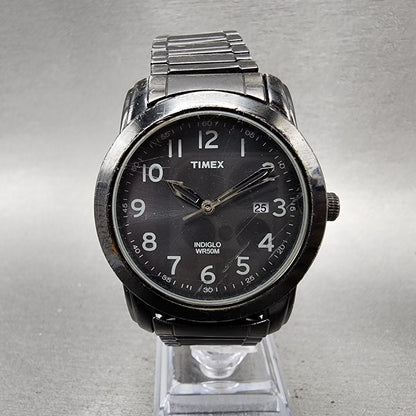 Timex Highland Watch Men 39mm Black Dial Black Tone Date Indiglo New Battery0