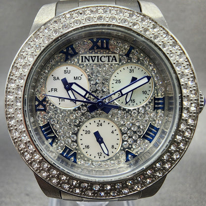 Invicta Angel Watch Women 35mm Silver Dial Steel Crystal Accents Daydate New Bat1
