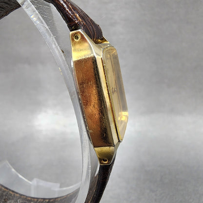 Citizen CQ Tank Watch Women 19mm Gold Dial Gold Tone Rectangle New Battery3
