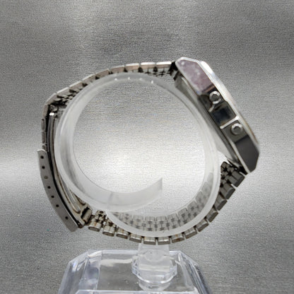 Casio W38 Watch Men 33mm LCD Silver Tone Alarm Chrono Octagon READ!!!! New Batt8