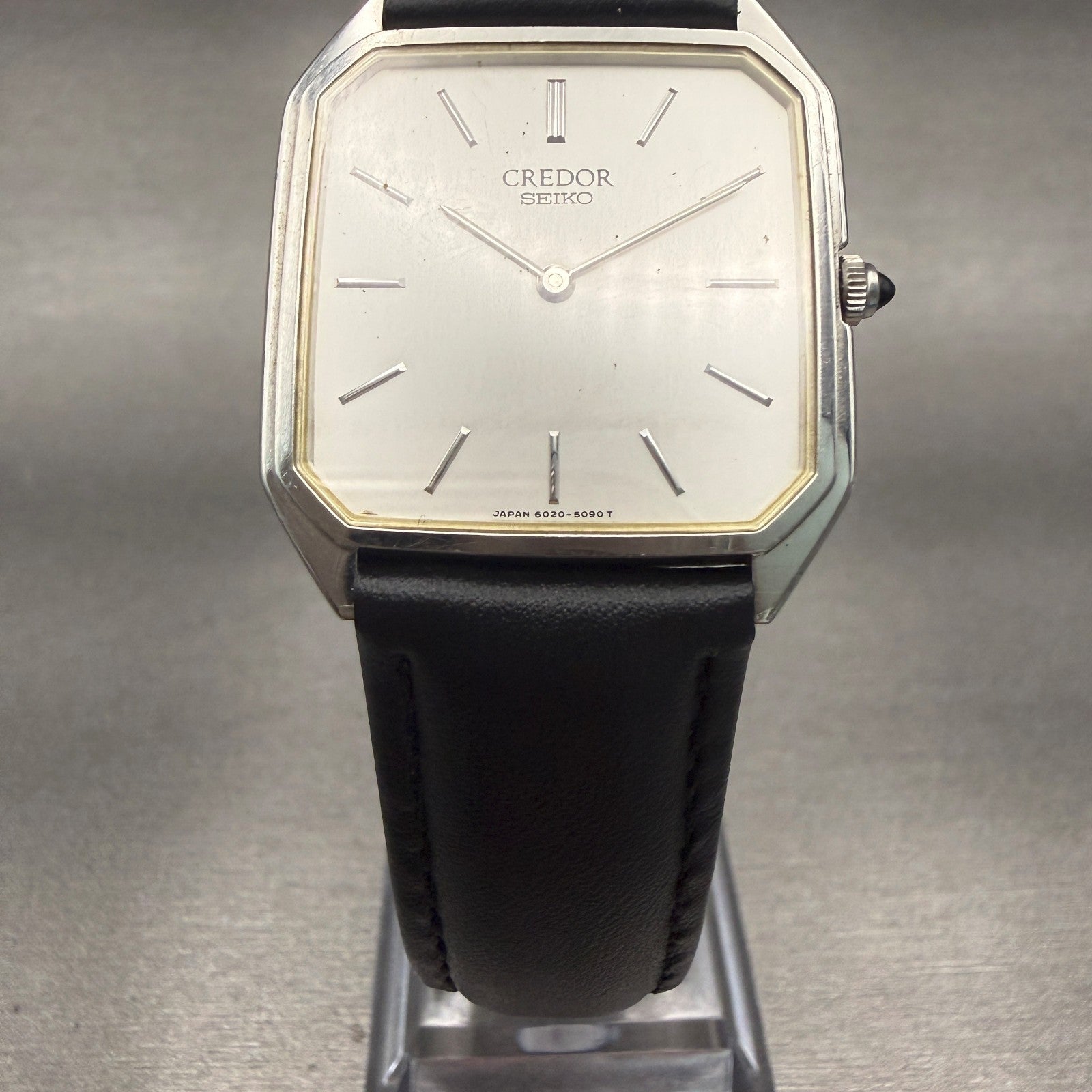 Seiko Credor Watch Men 28mm Silver Dial Silver Tone Octagon 6020-5090 New Batt5