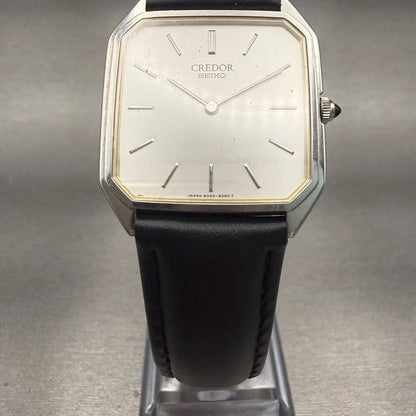 Seiko Credor Watch Men 28mm Silver Dial Silver Tone Octagon 6020-5090 New Batt5