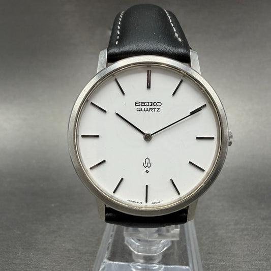 Seiko Watch Men 34mm White Dial Silver Tone Round Vintage 4130-9001 New Battery0