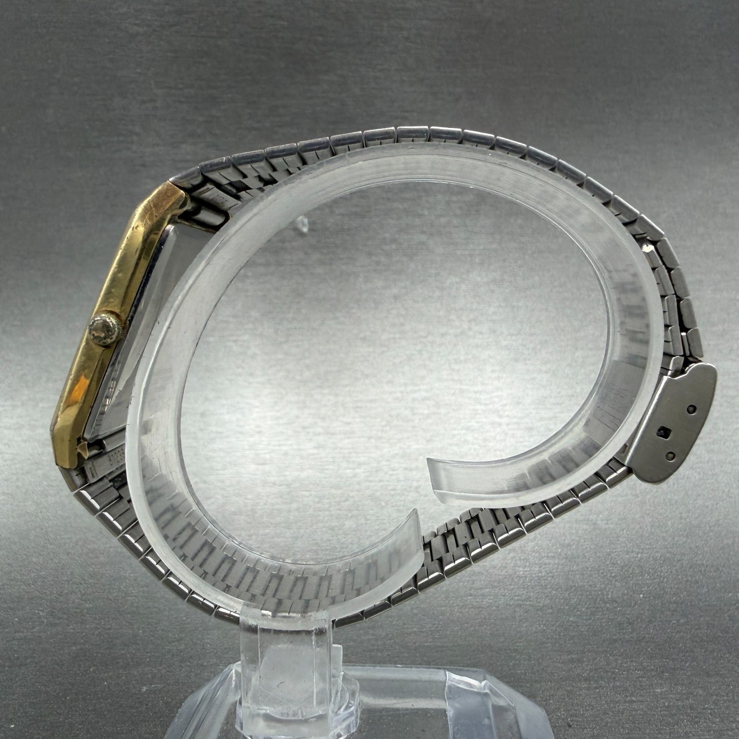 Seiko Tank Watch Men 25mm Champagne Dial Gold Tone 6530-5389 New Battery CRACKED6