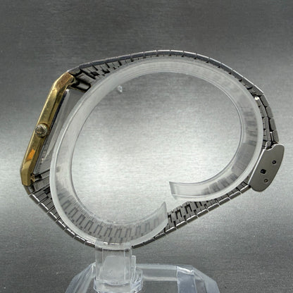 Seiko Tank Watch Men 25mm Champagne Dial Gold Tone 6530-5389 New Battery CRACKED6