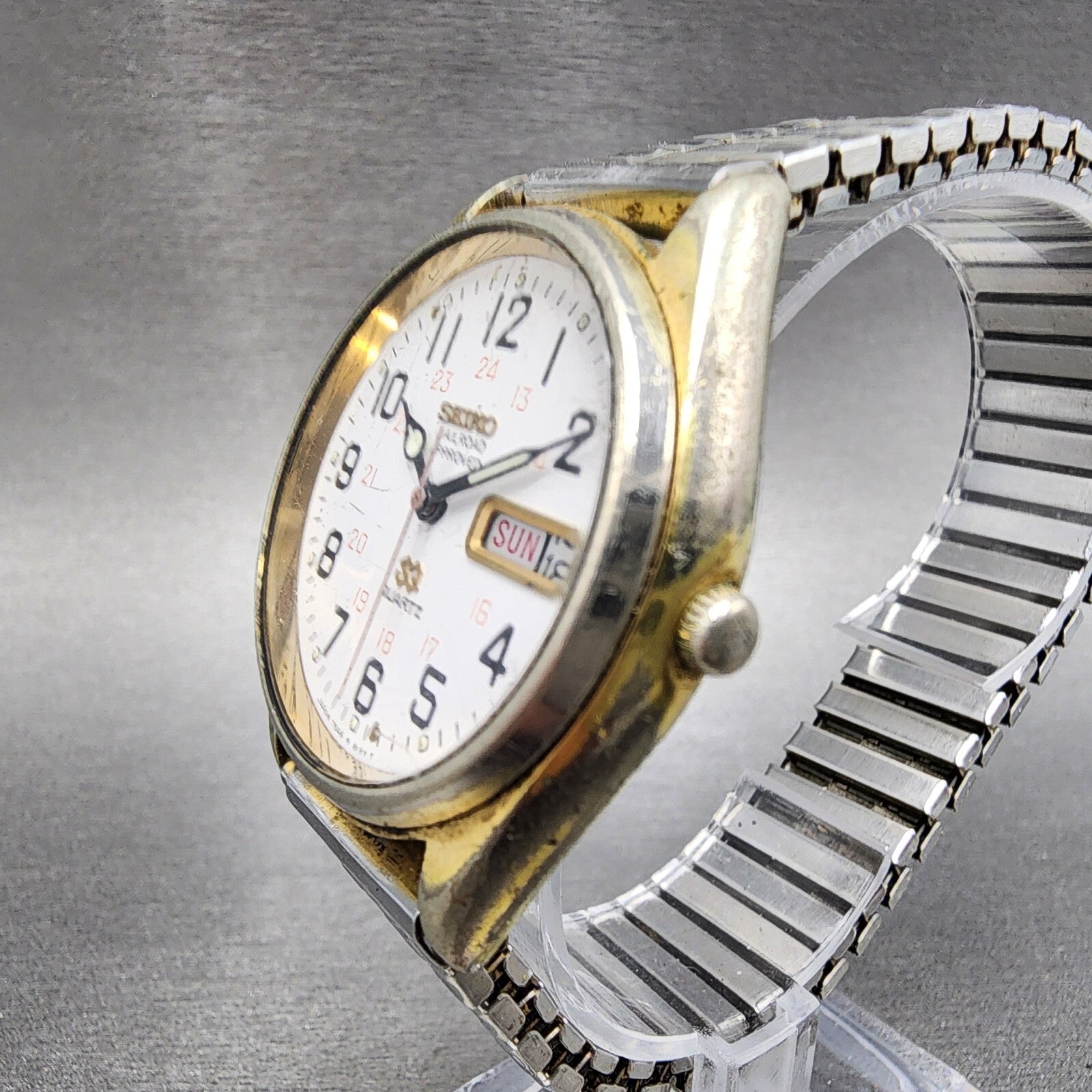 Seiko Railroad Approved Watch Men 36mm White Dial Gold Daydate 75468069 PARTS3