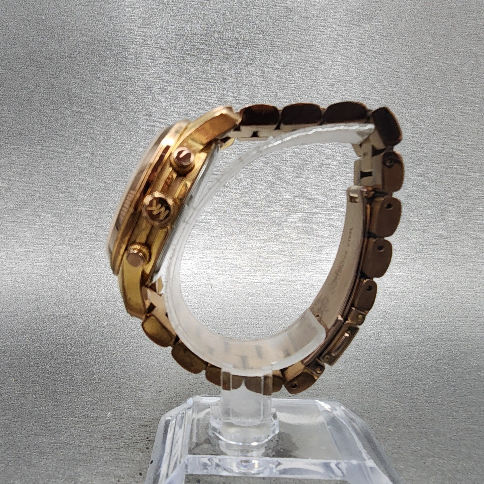 Michael Kors Runway Chronograph Watch Women 38mm Rose Dial Rose Gold Tone NewBat6