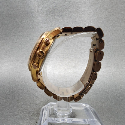 Michael Kors Runway Chronograph Watch Women 38mm Rose Dial Rose Gold Tone NewBat6