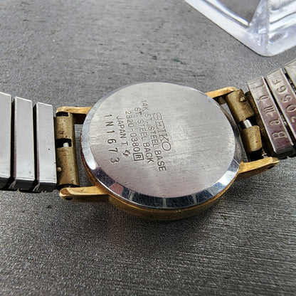 Seiko Exceline Watch Women 22mm Cream Dial Gold Tone Round 23200380 New Battery9