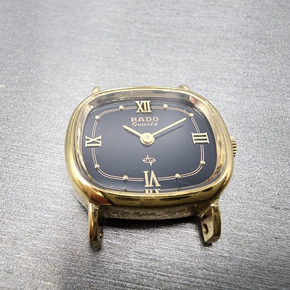Rado Watch Women 23mm Black Dial Gold Tone Rectangle 700.9003.2 PARTS3