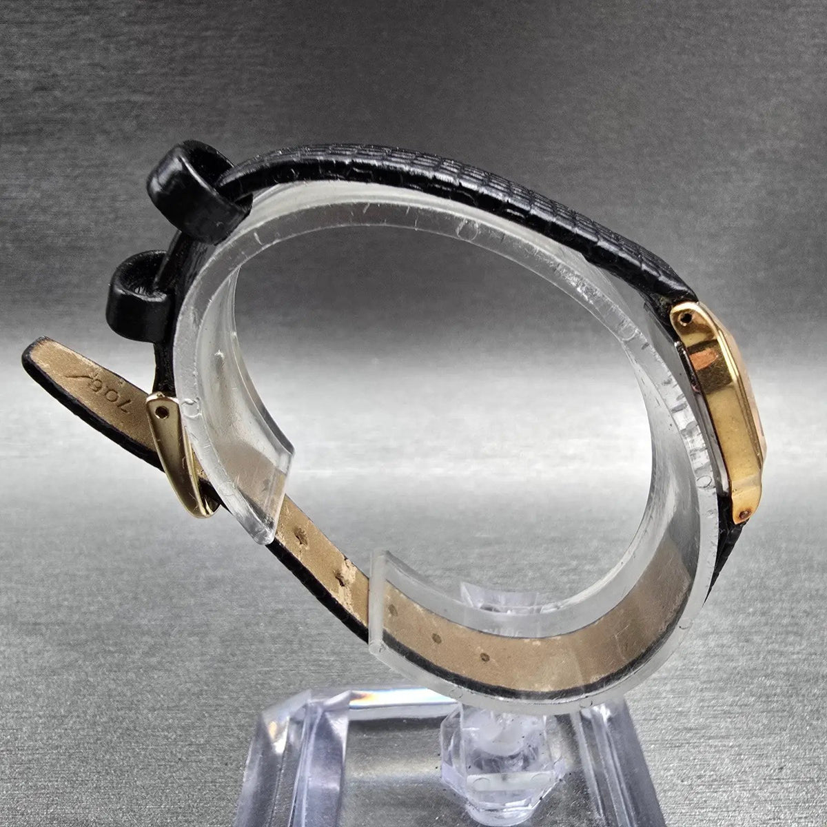 Seiko Watch Women 16mm Gold Dial Gold Tone Rectangle 2C20-5769 New Battery VTG E8
