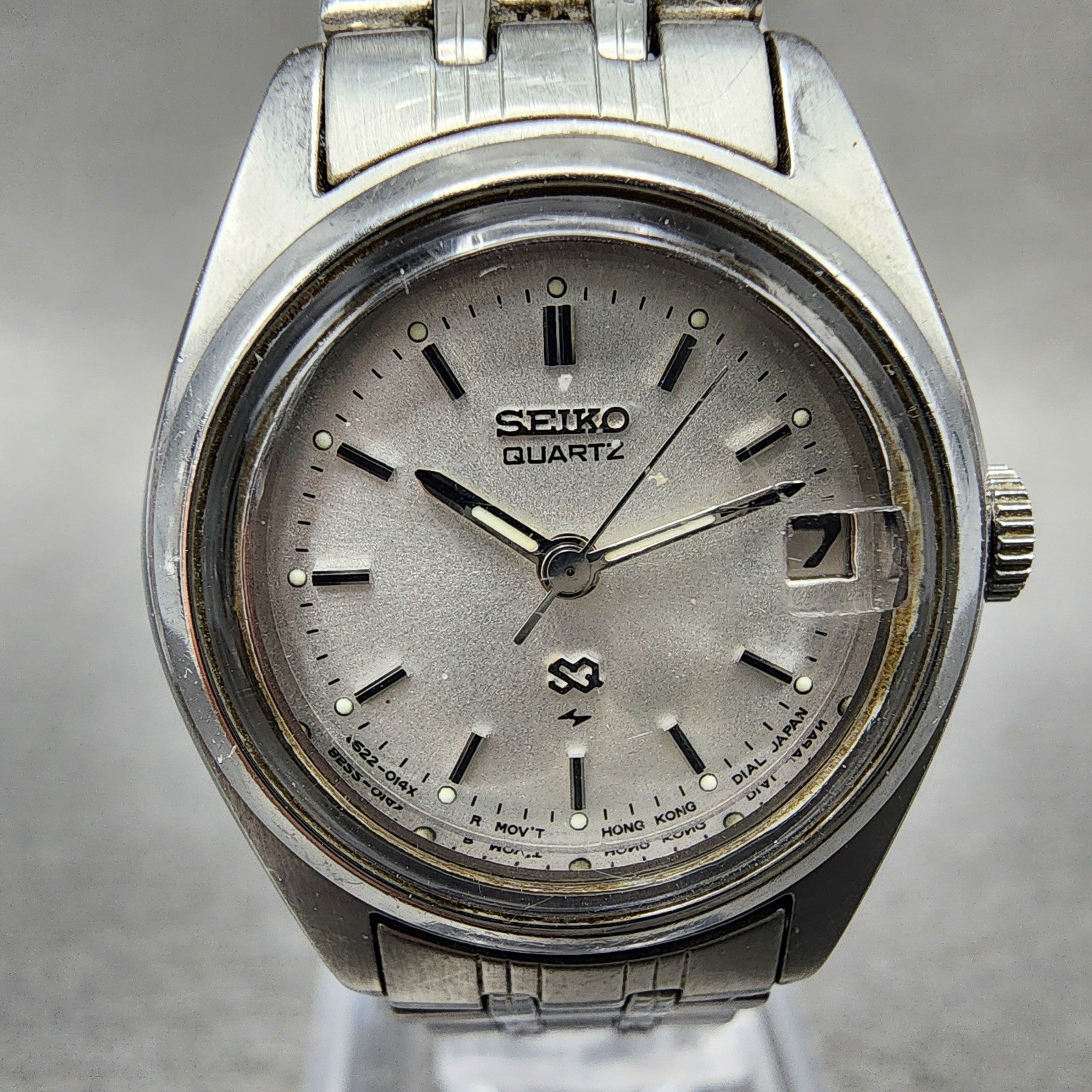 Seiko Sq Watch Women 23mm Silver Dial Silver Tone Date 85220059 New Battery1