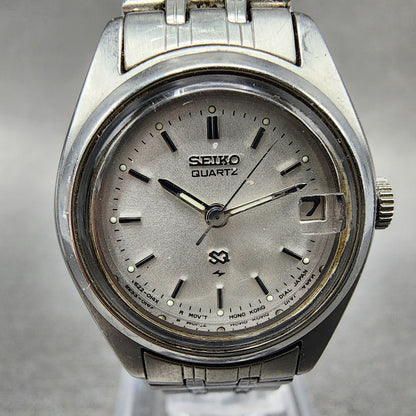 Seiko Sq Watch Women 23mm Silver Dial Silver Tone Date 85220059 New Battery1