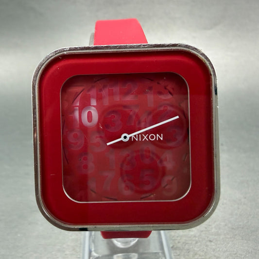 Nixon The Rocio Watch Women 38mm Red Dial Silver Tone Square New Battery0