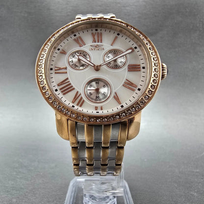 Invicta Angel Watch Women 40mm MOP Dial Two Tone Rose Gold Daydate 15011 New Bat5