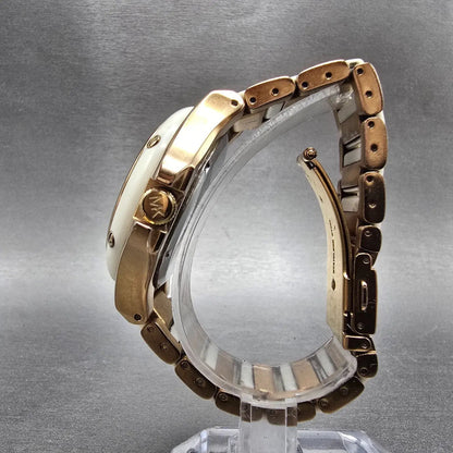 Michael Kors Watch Women 42mm White Dial Rose Gold Tone Date MK-5261 New Battery6