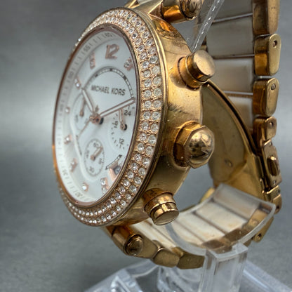 Michael Kors Parker Watch Women 39mm White Dial Rose Gold Tone Date New Battery2