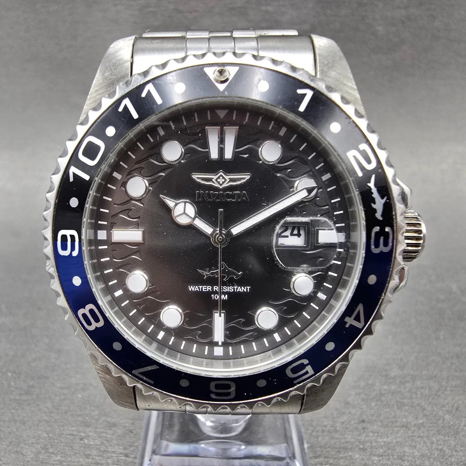 Invicta Pro Diver Watch Men 43mm Black Dial Silver Tone Date 30620 New Battery0
