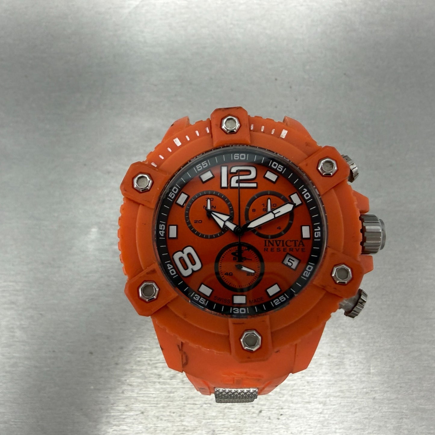 Invicta Reserve Octane Chrono Watch Men 49mm Orange Dial Orange Date 17291 Runs0
