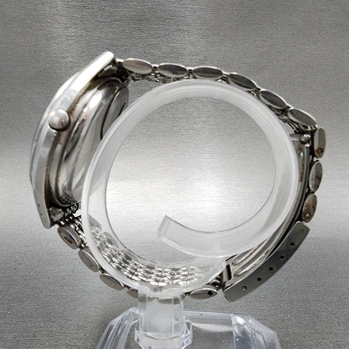Seiko EL-330 Watch Men 39mm Blue Dial Silver Tone Date Round 3302-8070 PARTS
