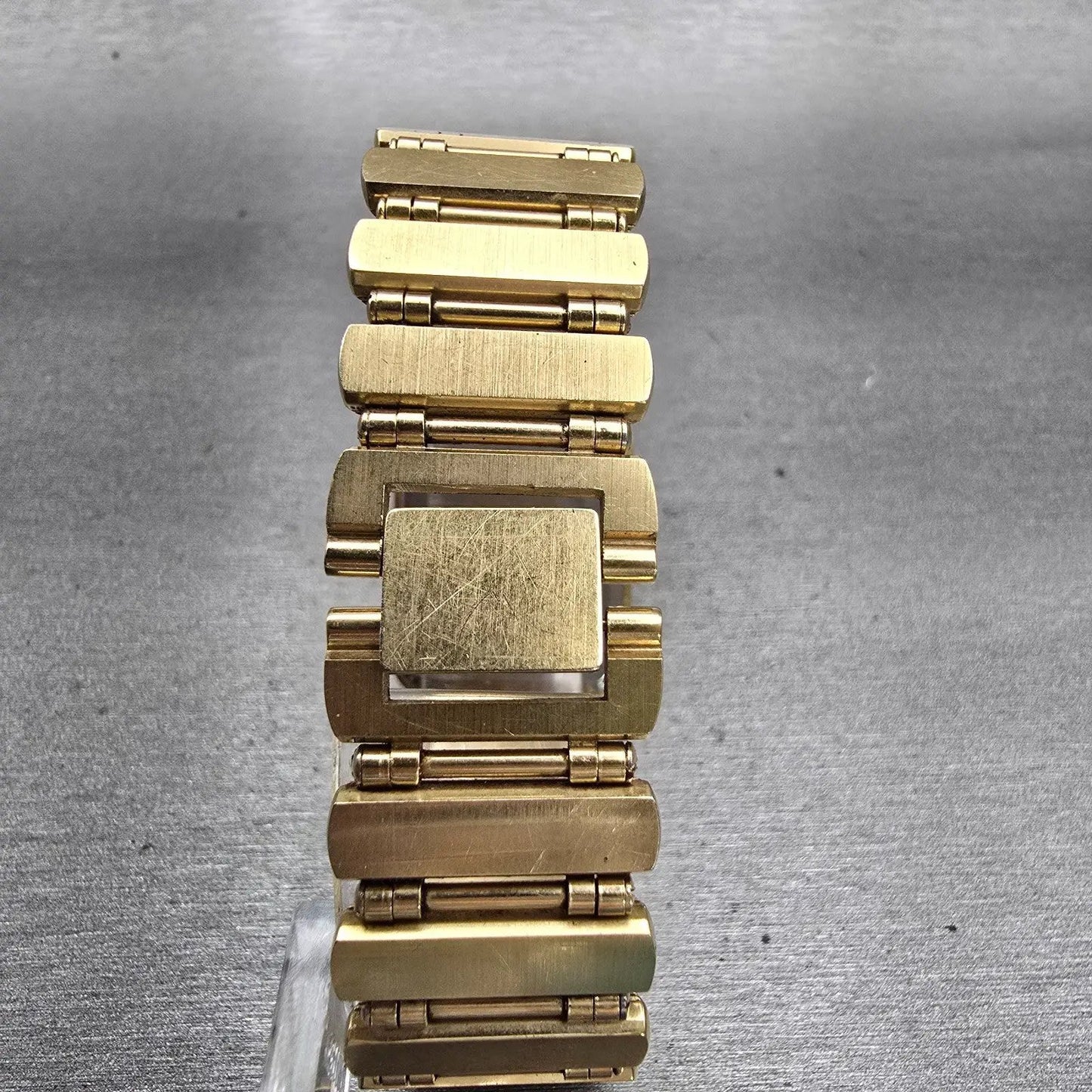 Seiko Watch Men 23mm Gold Dial Gold Tone Rectangle 7320-5889 New Battery VTG7