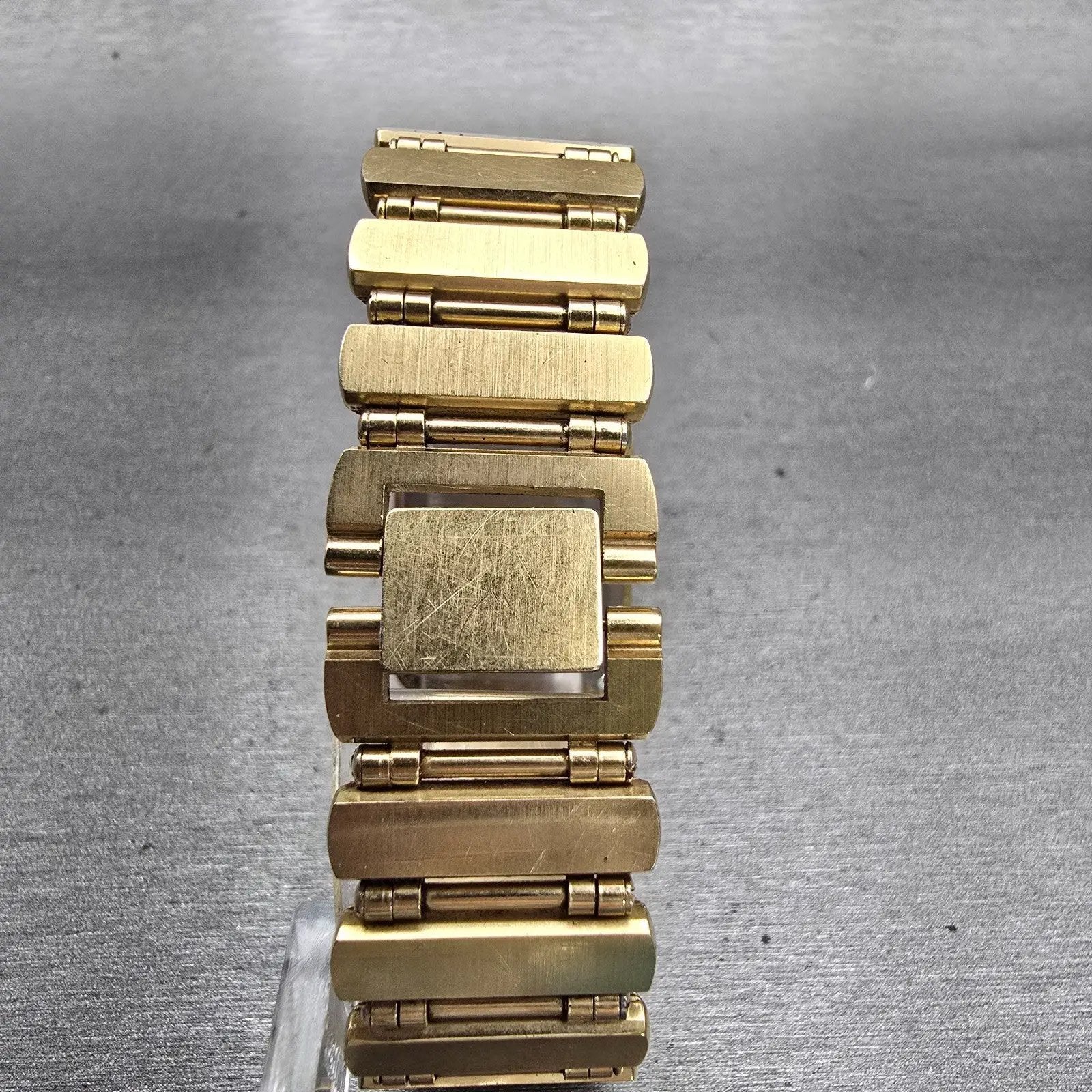 Seiko Watch Men 23mm Gold Dial Gold Tone Rectangle 7320-5889 New Battery VTG7