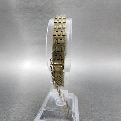 Seiko Tank Watch Women 12mm Champagne Dial Gold Tone Rectangle Manual Wind READ!7