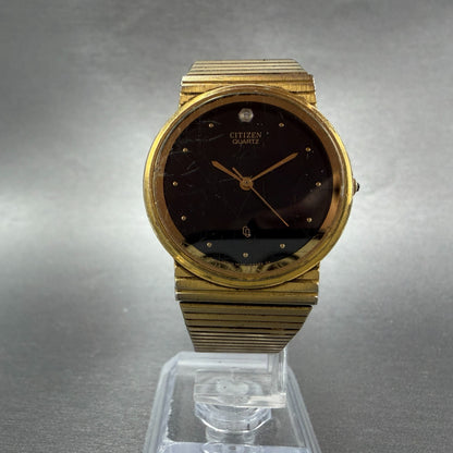 Citizen CQ Watch Unisex 30mm Black Dial Gold Tone Round 3630-361873 PARTS VTG6