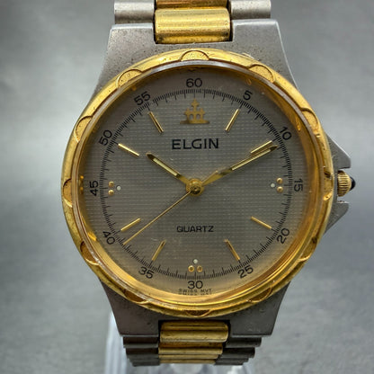 Elgin Watch Women 30mm Silver Dial Two Tone Round FK262 New Battery Vintage0