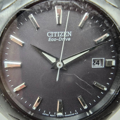 Citizen Eco-Drive Watch Men 38mm Black Dial Black Tone Date E111-S063426 Runs JP1