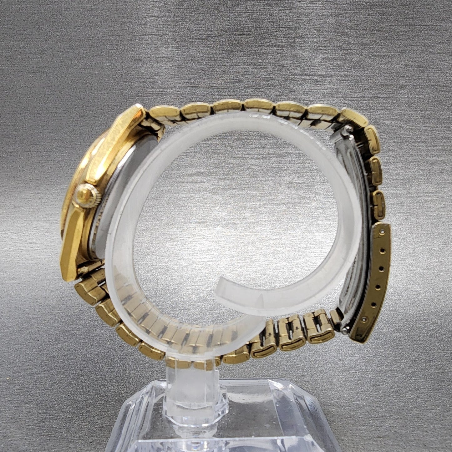 Seiko Spirit Watch Men 35mm Champagne Dial Gold Tone Daydate 7n437180 PARTS7