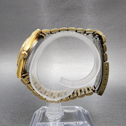Seiko Spirit Watch Men 35mm Champagne Dial Gold Tone Daydate 7n437180 PARTS7
