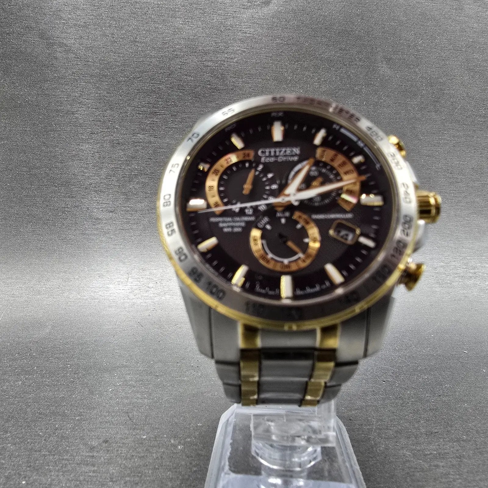 Citizen Eco-Drive Chronograph Watch Men 42mm Black Dial Steel Perpetual Calendar5