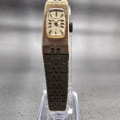 Seiko Watch Women 12mm Gold Dial Gold Tone Rectangle 1520-3339 Manual Wind VTG5