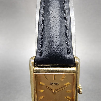 Seiko Tank Watch Women 17mm Champagne Dial Gold Tone 14005039 New Battery4