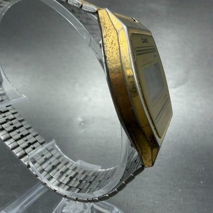Casio B612W Watch Men 35mm Digital Gold Tone Date Round New Battery 350 VTG3