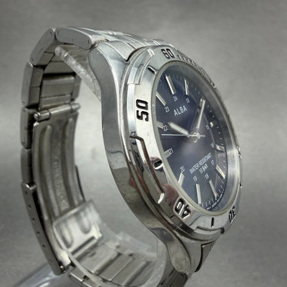 Seiko Alba Watch Men 35mm Blue Dial Silver Tone Round V501-0FG0 New Battery3