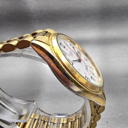 Citizen Railroad Approved Watch Men 35mm White Dial Gold Tone Daydate New Batt3