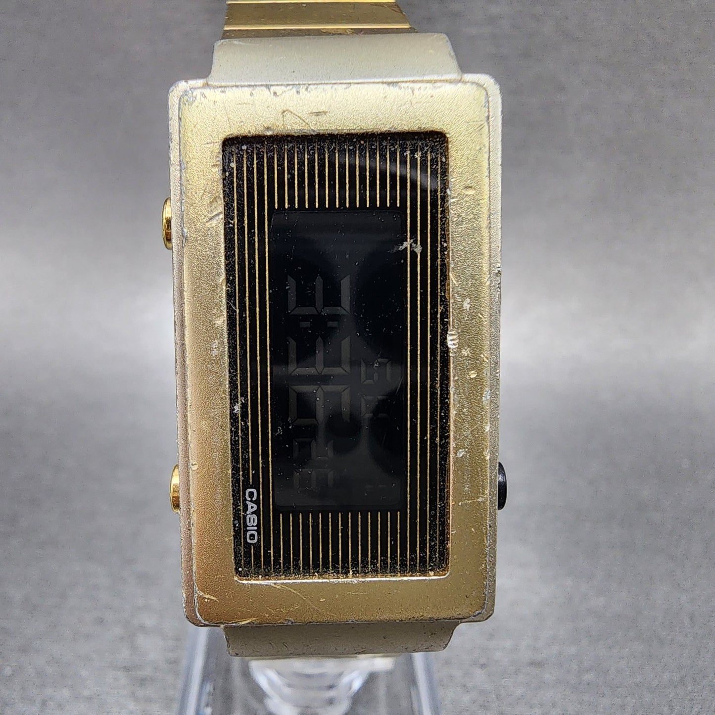Casio Futurist Watch Women 21mm Digital Black Dial Gold Tone Rectangle New Batt1