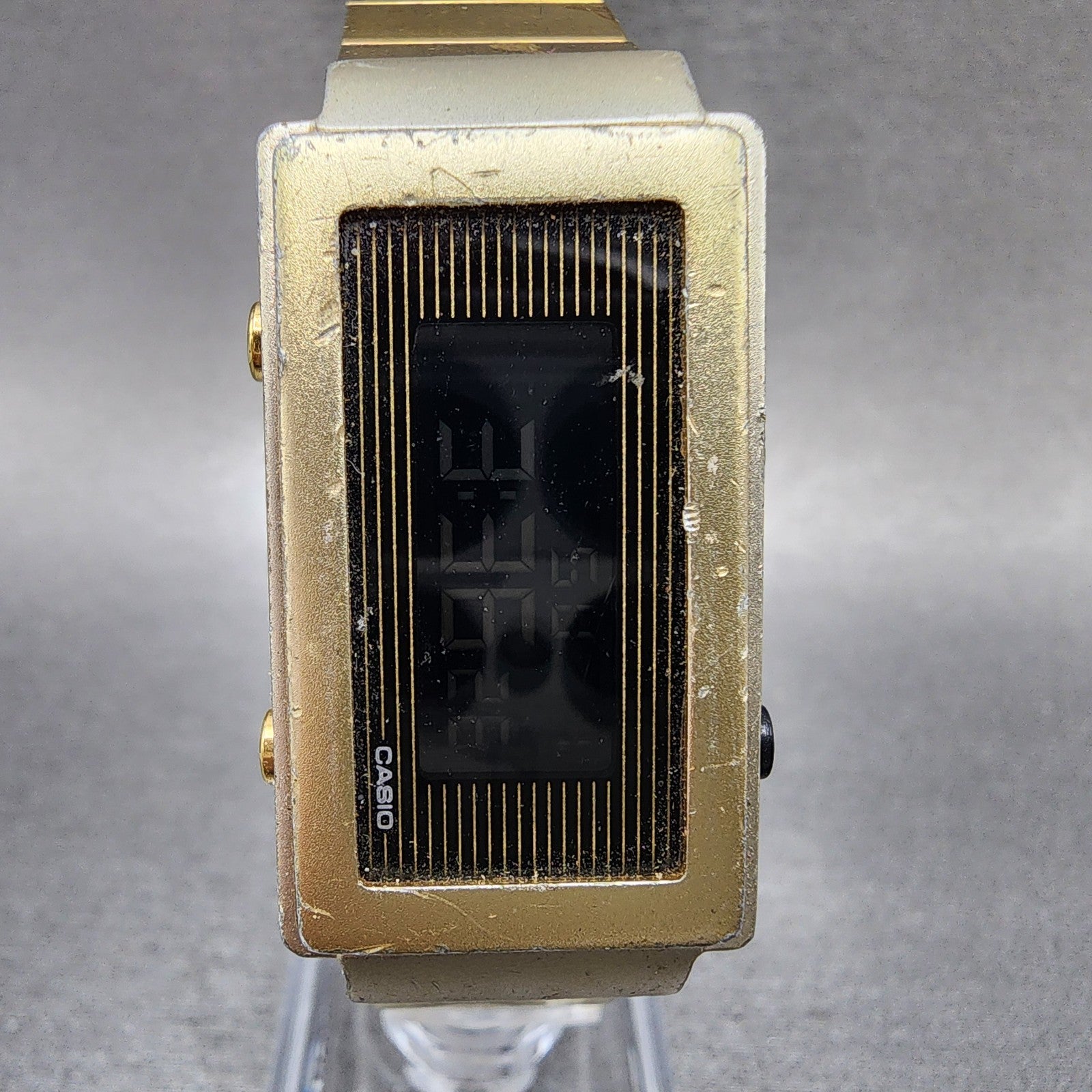 Casio Futurist Watch Women 21mm Digital Black Dial Gold Tone Rectangle New Batt1