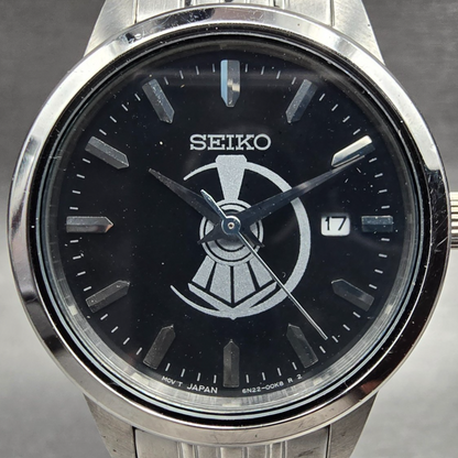 Seiko Watch Women 29mm Black Dial Silver Tone Date Round 6N22-00A0 New Battery1