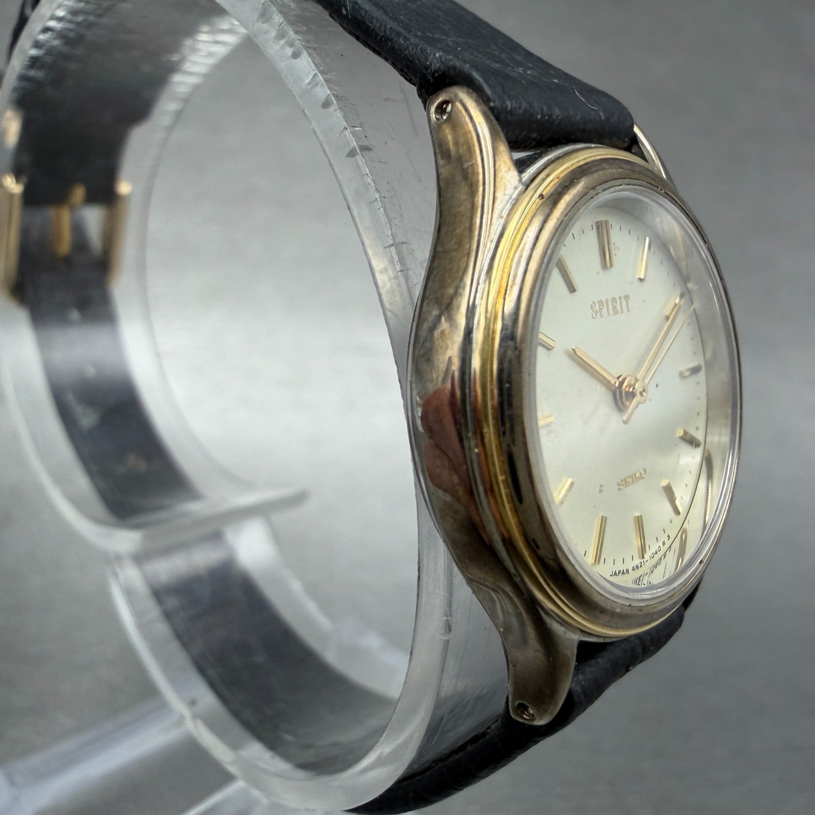 Seiko Spirit Watch Women 24mm Champagne Dial Gold Tone 4n21-0540 New Battery VTG3