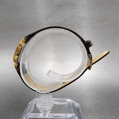 Seiko Watch Women 20mm Black Dial Gold Tone Square 7321-507a New Battery