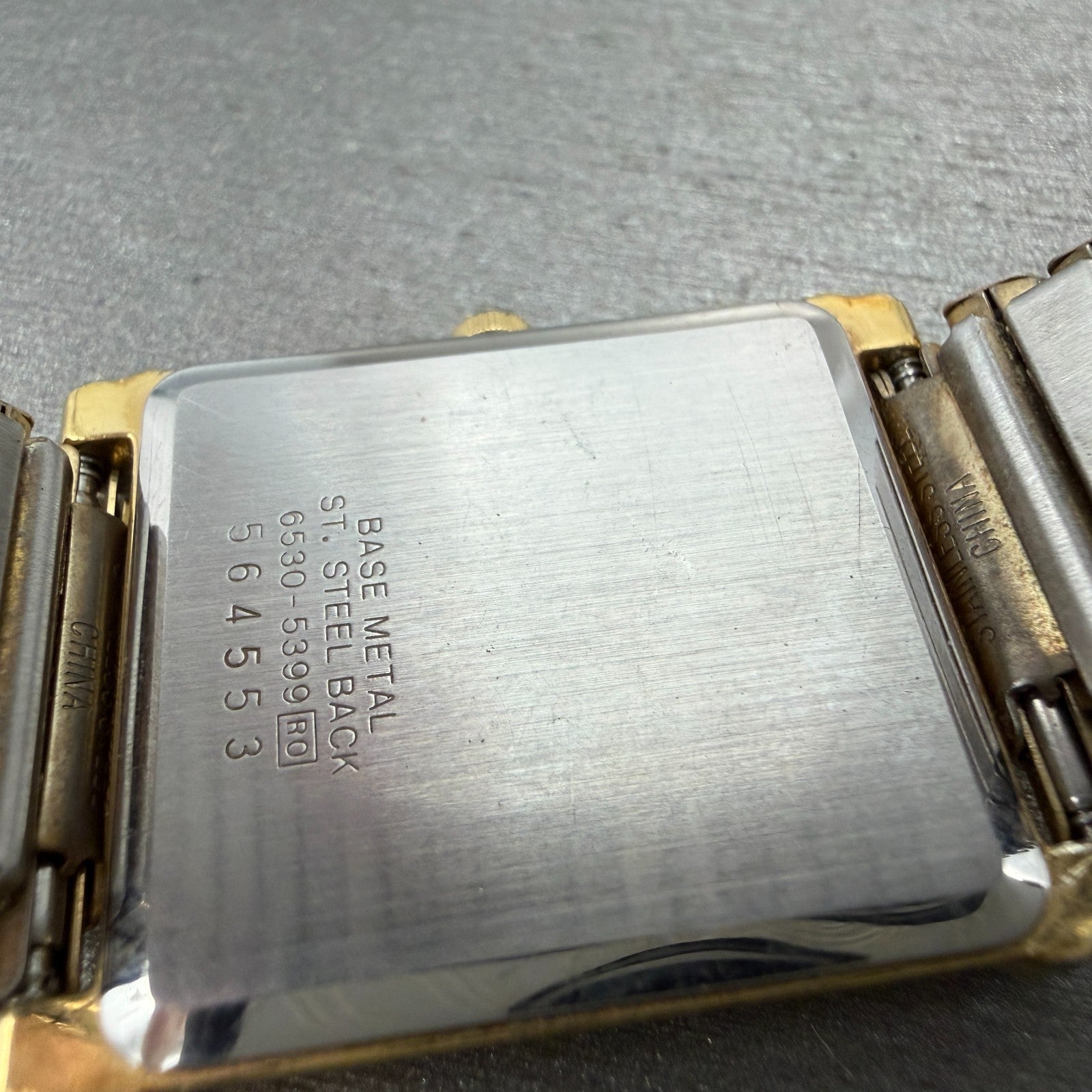 Seiko Tank Watch Men 25mm Gray Dial Gold Tone Rectangle 6530-5399 New Battery9
