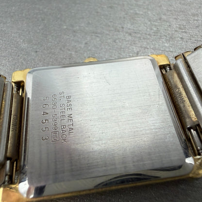 Seiko Tank Watch Men 25mm Gray Dial Gold Tone Rectangle 6530-5399 New Battery9