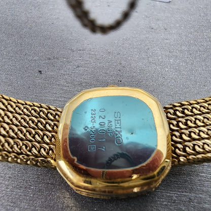 Seiko Watch Women 21mm Champagne Dial Gold Tone Octagon 23205200 New Battery9
