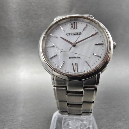 Citizen Eco-Drive Watch Men 35mm White Dial Silver E031-S060168 Round Runs JDM6